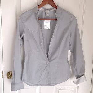 Size 4, H&M gray collared long-sleeve blouse